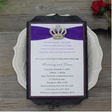 Royal Crown Glitter Black Wedding Invitation Cards